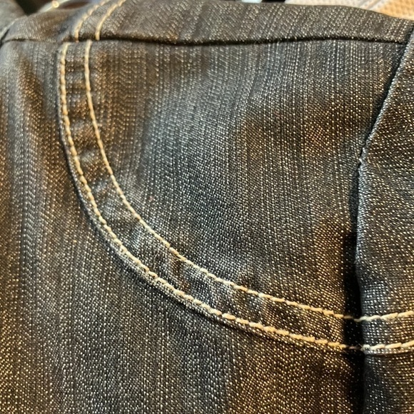 LIVE a Little Light Black Jeans Jacket Silver Hardware White Overstitching M - Picture 6 of 7